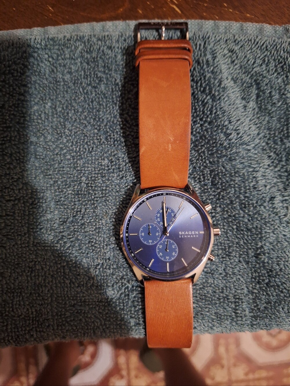 Mens Skagen Denmark Blue Dial / Brown Band